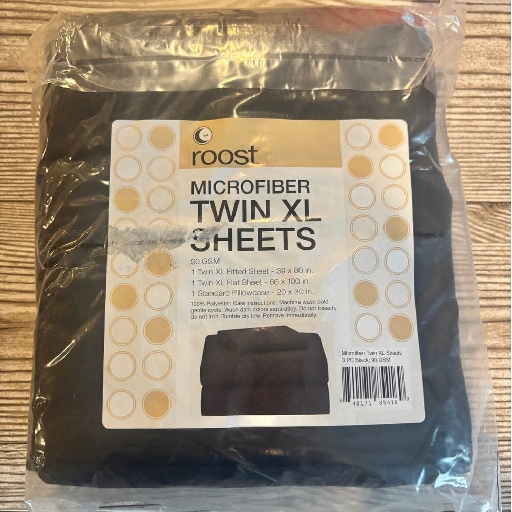 Twin XL Black Microfiber Sheet Set - 3 pieces Fitted, Flat and Pillowcase
